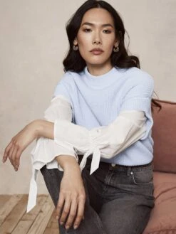 Mint Velvet Blue Shirt Layered Jumper