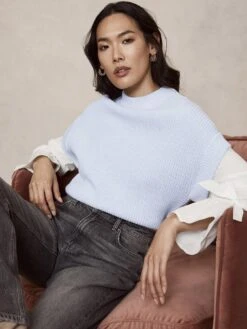 Mint Velvet Blue Shirt Layered Jumper -Modish Muse VNMFX SQ3 0000000020 BLUE MDo