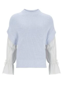 Mint Velvet Blue Shirt Layered Jumper -Modish Muse VNMFX SQ4 0000000020 BLUE MDd