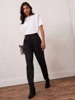 Mint Velvet Black Lux Cargo Trouser -Modish Muse VNMIM SQ3 0000000004 BLACK MDo