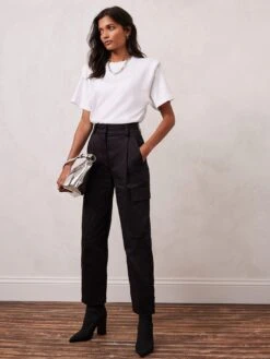 Mint Velvet Black Lux Cargo Trouser -Modish Muse VNMIM SQ5 0000000004 BLACK MDd1