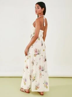 Accessorize Print Halter Neck Dress -Modish Muse VNQ4U SQ3 0000003756 LIGHT CREAM MDo