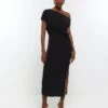 River Island Drape Midi Dress - Black -Modish Muse VNTOR SQ1 0000000004 BLACK MDf