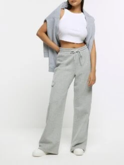 River Island Cargo Wide Leg Jogger - Grey -Modish Muse VNTP8 SQ3 0000000005 GREY MDo