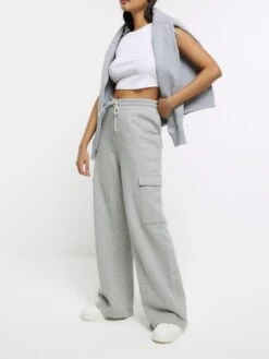 River Island Cargo Wide Leg Jogger - Grey -Modish Muse VNTP8 SQ4 0000000005 GREY MDd