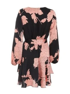 Quiz Black Floral Wrap Skater Dress -Modish Muse VNVFR SQ6 0000000004 BLACK MDd2