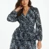 Quiz Black Floral Tiered Skater Dress -Modish Muse VNVGC SQ1 0000000004 BLACK MDf