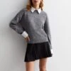 New Look Grey 2 In 1 Long Sleeve Shirt Jumper -Modish Muse VNWP5 SQ1 0000000005 GREY MDf