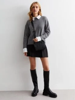 New Look Grey 2 In 1 Long Sleeve Shirt Jumper -Modish Muse VNWP5 SQ3 0000000005 GREY MDo