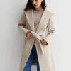 New Look Stone Hooded Unlined Belted Coat -Modish Muse VNWUI SQ1 0000000108 BEIGE MDf