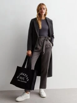New Look Dark Grey High Waist Paperbag Trousers -Modish Muse VNWVZ SQ3 0000000070 DARK GREY MDo