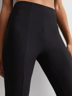 New Look Black Ribbed Split Hem Flared Leggings -Modish Muse VNX2M SQ4 0000000004 BLACK MDd