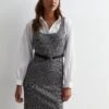New Look Light Grey Check Belted Mini Pinafore Dress -Modish Muse VNX2Z SQ1 0000000270 PRINT MDf