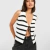 Boohoo Crochet Stripe Knitted Waistcoat - White -Modish Muse VO0N8 SQ1 0000000013 WHITE MDf