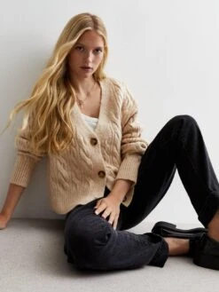 New Look Cream Cable Knit Cardigan