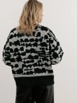 Religion Oversized Cosy Animal Printed Intarsia Cardigan - Grey -Modish Muse VO0V4 SQ3 0000000005 GREY MDo