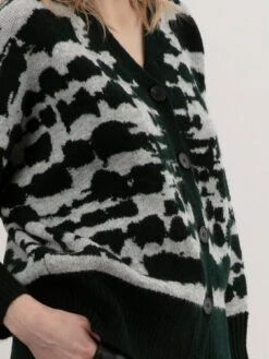 Religion Oversized Cosy Animal Printed Intarsia Cardigan - Grey -Modish Muse VO0V4 SQ6 0000000005 GREY MDd2