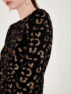 Monsoon Arwen Animal Sequin Dress -Modish Muse VO5JN SQ5 0000000004 BLACK MDd1