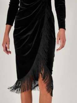 Monsoon Flossie Velvet Fringe Dress - Black -Modish Muse VO5JO SQ4 0000000004 BLACK MDd