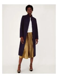 Monsoon Saskia Belted Coat -Modish Muse VO5KD SQ3 0000000048 NAVY MDo
