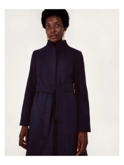 Monsoon Saskia Belted Coat -Modish Muse VO5KD SQ5 0000000048 NAVY MDd1