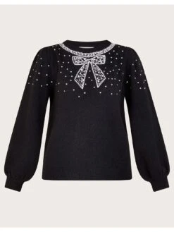 Monsoon Betsy Bow Jumper -Modish Muse VO5KQ SQ3 0000000004 BLACK MDo