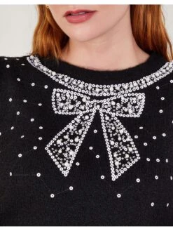 Monsoon Betsy Bow Jumper -Modish Muse VO5KQ SQ4 0000000004 BLACK MDd