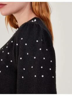 Monsoon Betsy Bow Jumper -Modish Muse VO5KQ SQ5 0000000004 BLACK MDd1