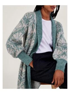 Monsoon Jacquard Coatigan -Modish Muse VO5M5 SQ4 0000000047 GREEN MDd