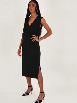 Monsoon Tabard Midi Dress - Black