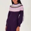 Monsoon Fairisle Dress - Purple -Modish Muse VO5M9 SQ1 0000000039 PURPLE MDf