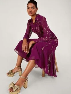 Monsoon Eliza Embroidered Shirt Dress - Red -Modish Muse VO5MN SQ3 0000000017 RED MDo