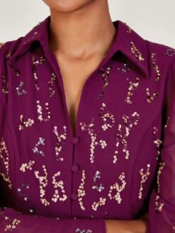 Monsoon Eliza Embroidered Shirt Dress - Red -Modish Muse VO5MN SQ5 0000000017 RED MDd1