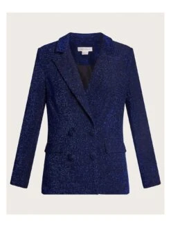 Monsoon Tessa Tinsel Double Breasted Jacket -Modish Muse VO5NV SQ4 0000000048 NAVY MDd
