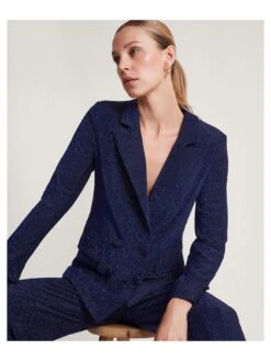 Monsoon Tessa Tinsel Double Breasted Jacket -Modish Muse VO5NV SQ5 0000000048 NAVY MDd1