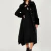Monsoon Felicity Faux Fur Trim Belted Wool Coat - Black -Modish Muse VO5OQ SQ1 0000000004 BLACK MDf
