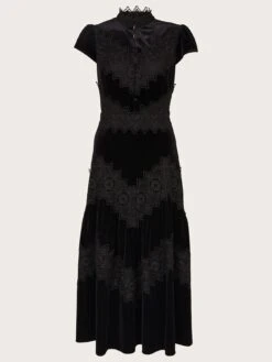 Monsoon Valentina Velvet Lace Dress -Modish Muse VO5R7 SQ3 0000000004 BLACK MDo