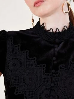 Monsoon Valentina Velvet Lace Dress -Modish Muse VO5R7 SQ5 0000000004 BLACK MDd1