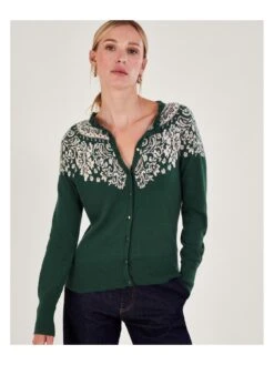 Monsoon Hope Fairisle Cardi -Modish Muse VO5RB SQ4 0000000047 GREEN MDd