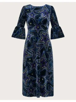 Monsoon Serenity Velvet Dress -Modish Muse VO5RW SQ3 0000000004 BLACK MDo
