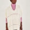 Monsoon Shelby Shawl Collar Cable Poncho -Modish Muse VO5TD SQ1 0000000013 WHITE MDf