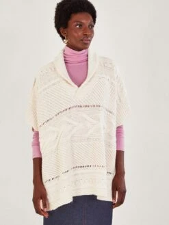 Monsoon Shelby Shawl Collar Cable Poncho