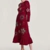 Monsoon Kata Embroidered Velvet Dress -Modish Muse VO5TV SQ1 0000000017 RED MDf