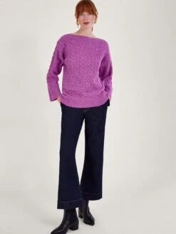 Monsoon Satu Stitch Jumper -Modish Muse VO5U1 SQ3 0000000039 PURPLE MDo