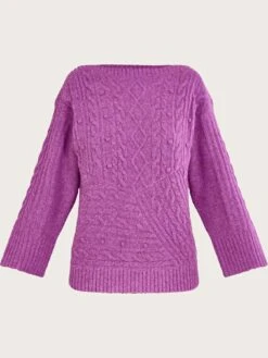 Monsoon Satu Stitch Jumper -Modish Muse VO5U1 SQ4 0000000039 PURPLE MDd