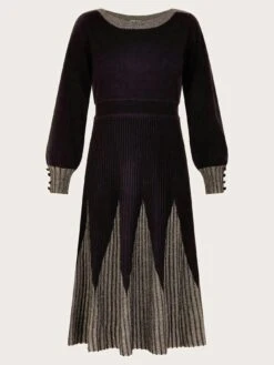 Monsoon Lo Lurex Pleat Dress -Modish Muse VO5V0 SQ3 0000000004 BLACK MDo