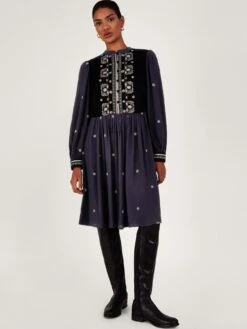 Monsoon Payton Embroidered Bib Dress