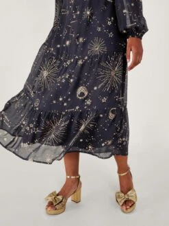 Monsoon Cassie Zodiac Midi Dress -Modish Muse VO5W0 SQ5 0000000048 NAVY MDd1