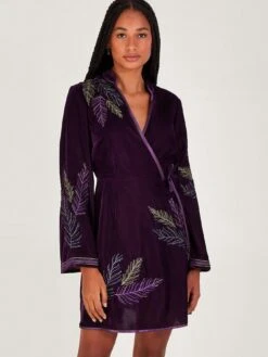 Monsoon Navi Emb Velvet Dress