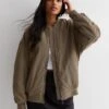 New Look Brown Zip Up Bomber Jacket 2 New Look Brown Zip Up Bomber Jacket -Modish Muse VO61I SQ1 0000000005 GREY MDf